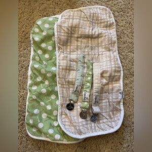 Copper pearl burp cloths and pacifier clips golf print baby